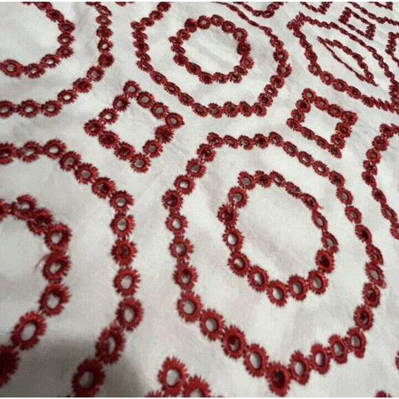 Alexis Micael Red White Eyelet Embroidered Off The Shoulder Bell Sleeve Top Med - Picture 8 of 16